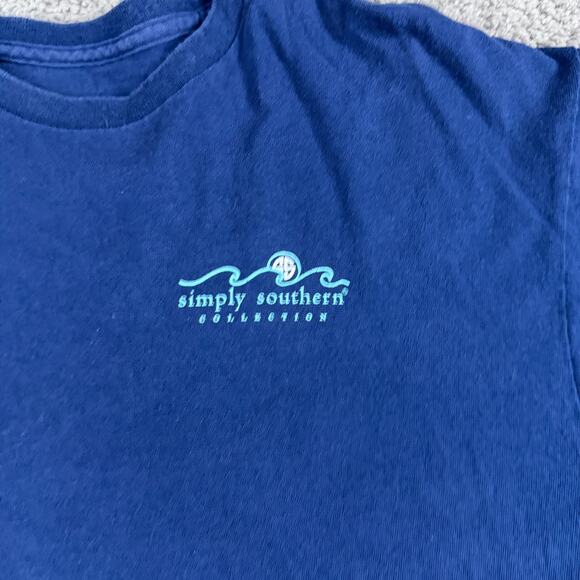 Simply Southern Shirt Womens Large Blue Decks Docks Flip Flops Dog Turtle READ - Picture 9 of 12